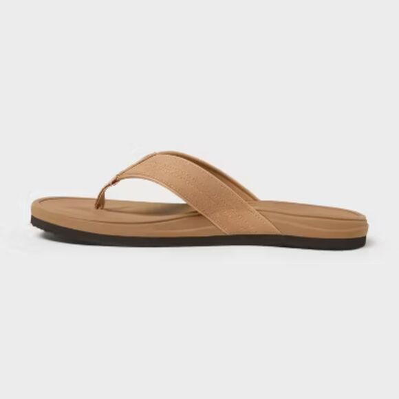 Men's Ian Comfort Flip Flop Thong Sandals - Goodfellow & Co Tan XL - Picture 4 of 4